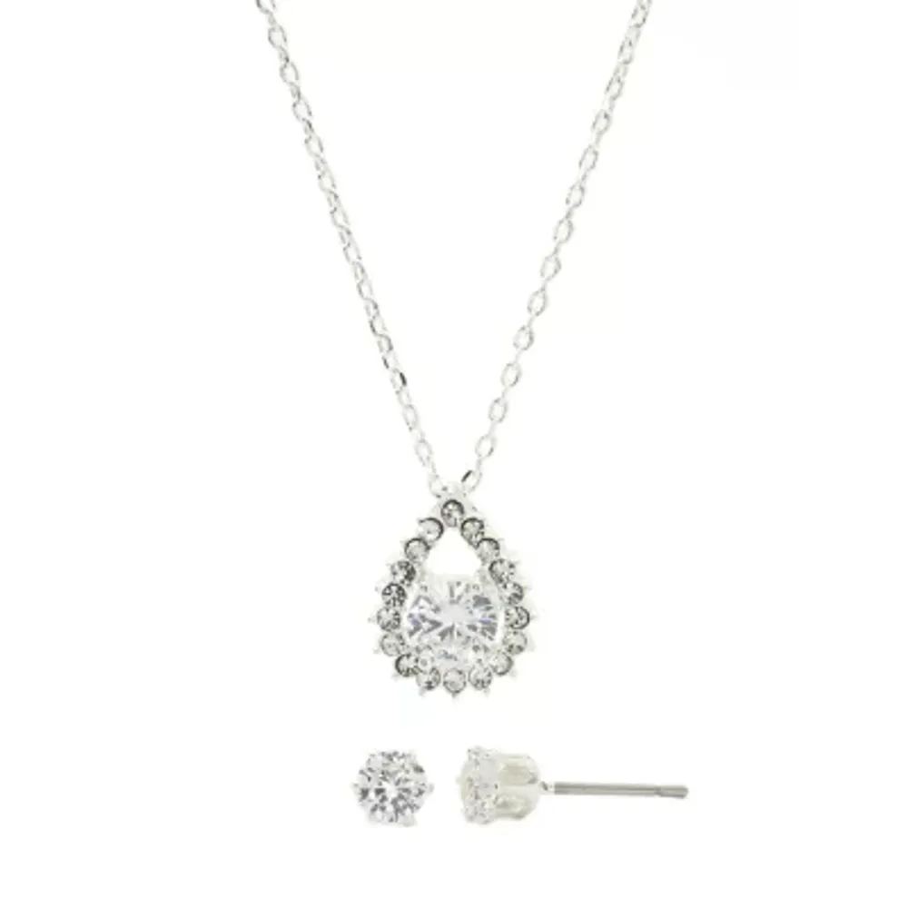 Sparkle Allure 1 7/8 CT. T.W. Silver Tone Pure Silver Over Brass 2-pc. Jewelry Set