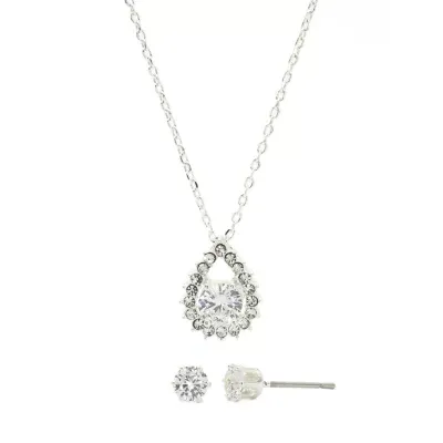 Sparkle Allure 1 7/8 CT. T.W. Silver Tone Pure Silver Over Brass 2-pc. Jewelry Set