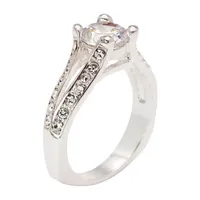 Sparkle Allure Cubic Zirconia Pure Silver Over Brass Solitaire Engagement Ring