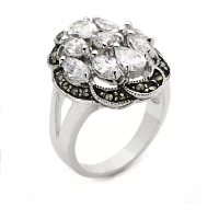 Sparkle Allure Womens Crystal Pure Silver Over Brass Cocktail Ring