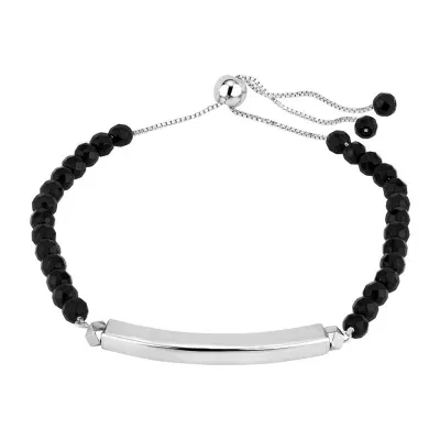 Genuine Black Onyx Sterling Silver Bolo Bracelet