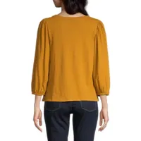 a.n.a Womens Round Neck 3/4 Sleeve Top