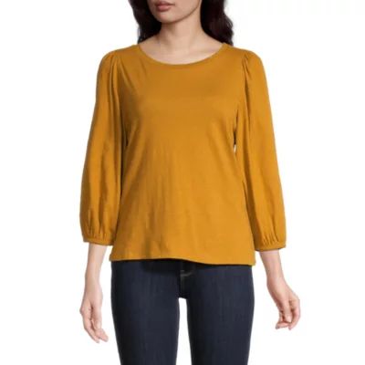 a.n.a Womens Round Neck 3/4 Sleeve Top
