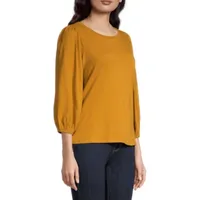 a.n.a Womens Round Neck 3/4 Sleeve Top