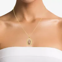 Womens 14K Gold Lady of Guadalupe Oval Pendant