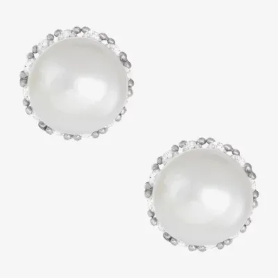 White Cultured Freshwater Pearl Sterling Silver 6.8mm Stud Earrings