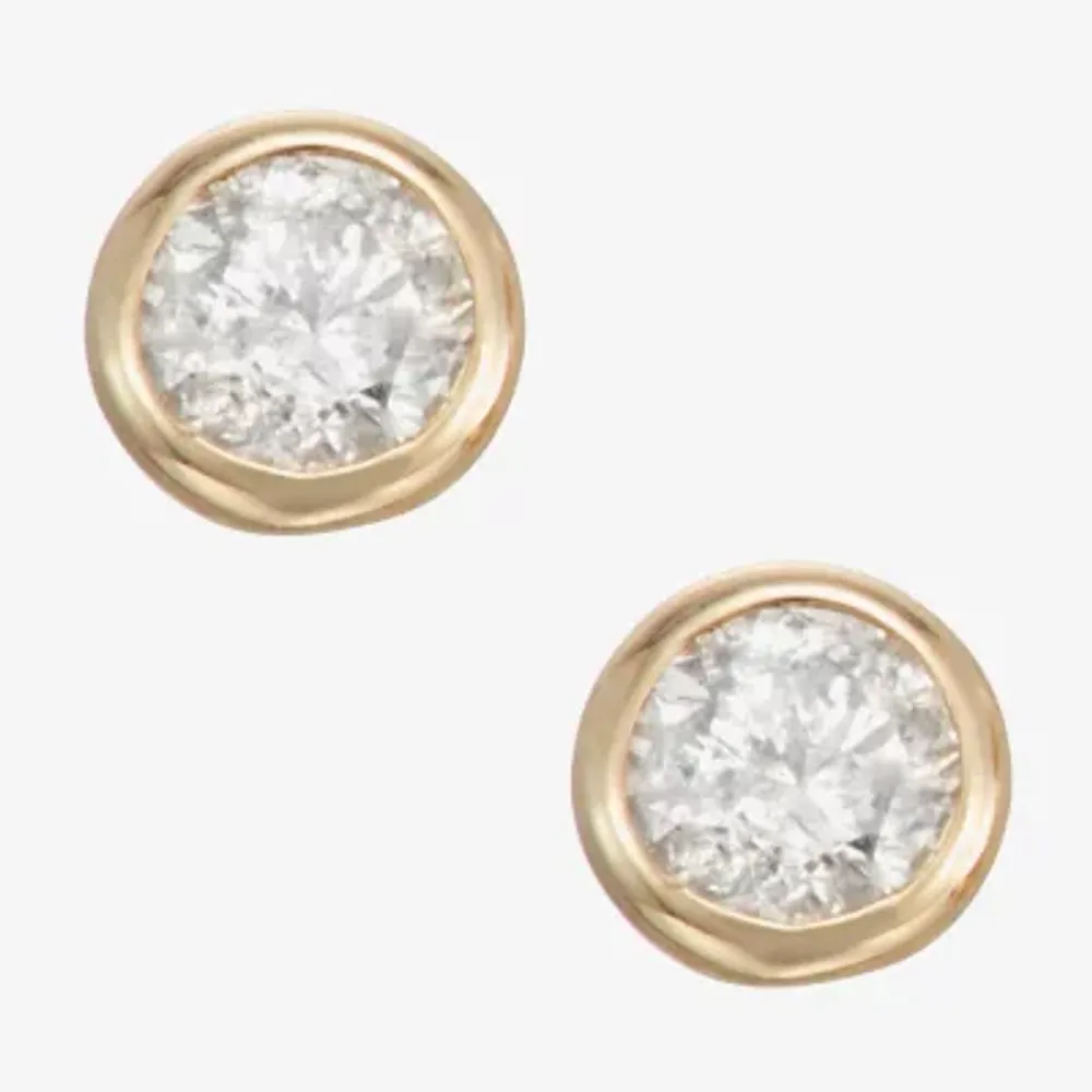 1/10 CT. T.W. Natural White Diamond 14K Gold 3.7mm Stud Earrings