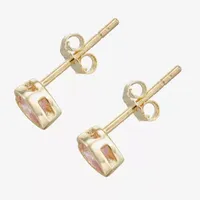 Children'S Pink Cubic Zirconia 14K Gold Over Silver 10.5mm Heart Stud Earrings