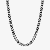 Mens Stainless Steel & Black IP 8mm Foxtail Chain Necklace