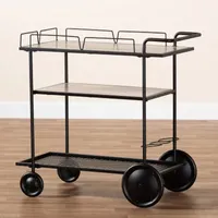 Huntley Wood-Top Serving Cart