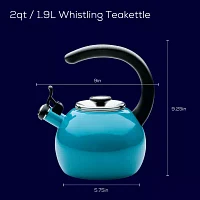 Circulon Enamel On Steel 2-Qt. Whistling Induction Tea Kettle with Flip-Up Spout