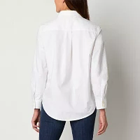 St. John's Bay Tall Womens Long Sleeve Relaxed Fit Button-Down Shirt