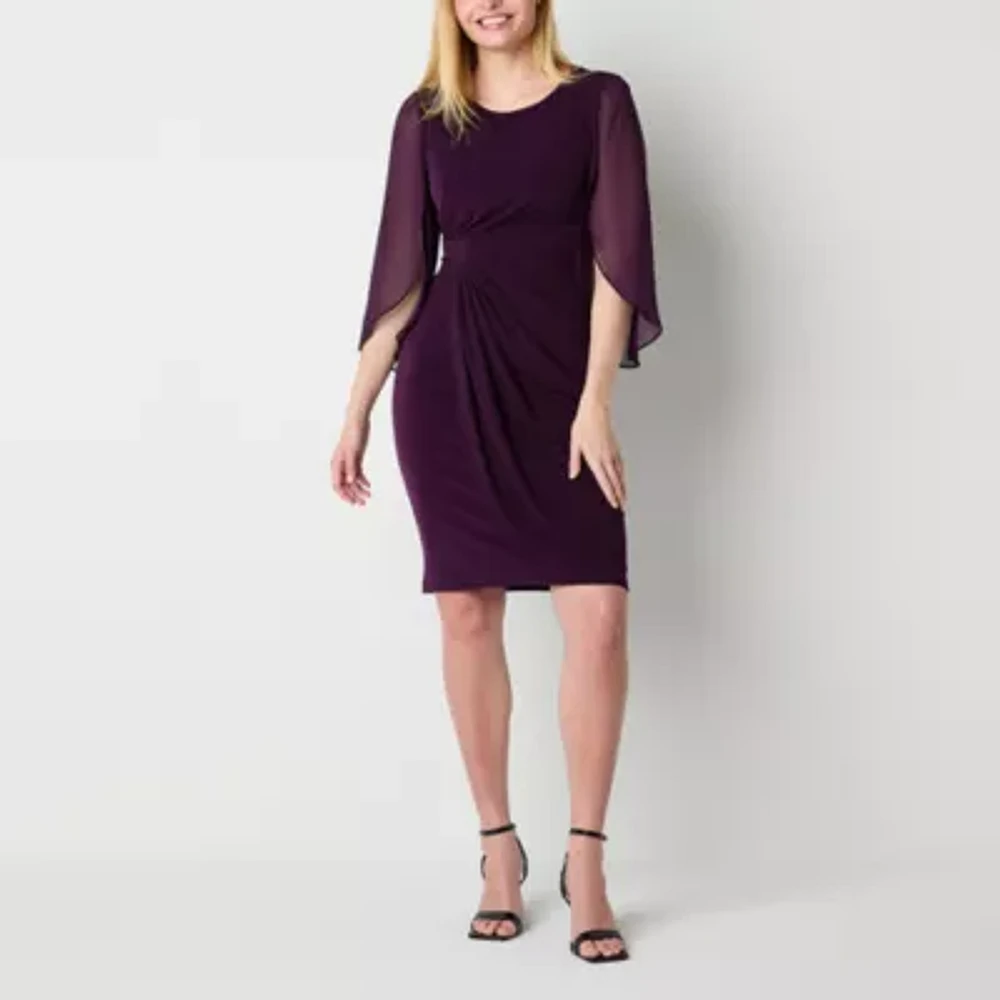 Connected Apparel 3/4 Split Sleeve Sheath Dress