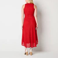 Melonie T Sleeveless Crochet High-Low Fit + Flare Dress