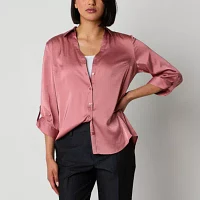 by&by Juniors Womens Long Sleeve Regular Fit Button-Down Shirt