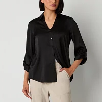 by&by Juniors Womens Long Sleeve Regular Fit Button-Down Shirt