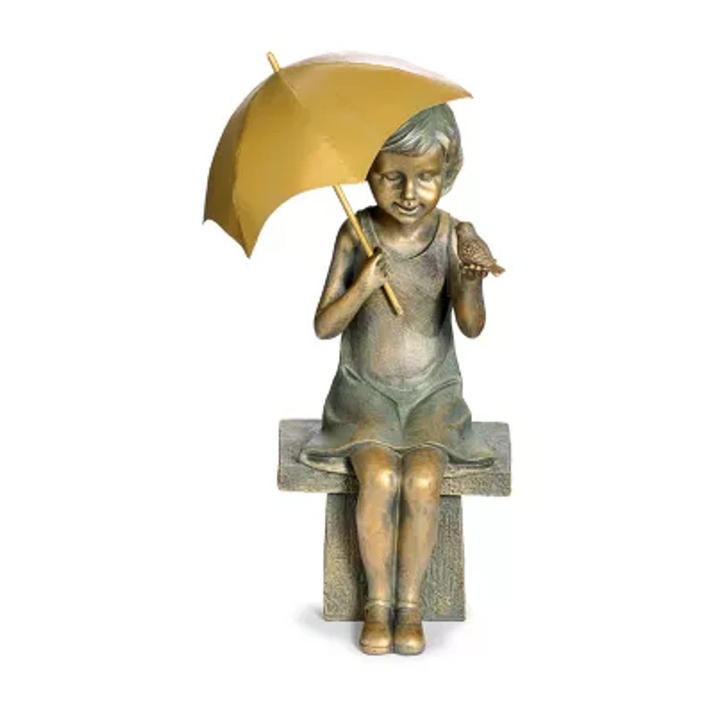 Roman 17.25in Girl On Bench Statue