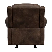 ProLounger Pressler Extra Large Rolled Arm Rocker Recliner in Distressed Faux Leather with Nailhead Trim