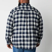 St. John's Bay Big and Tall Mens Easy-on + Easy-off Adaptive Classic Fit Long Sleeve Flannel Shirt