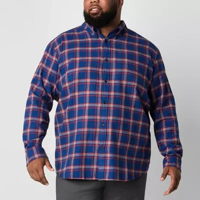 St. John's Bay Big and Tall Mens Seated Wear Adaptive Classic Fit Long Sleeve Flannel Shirt