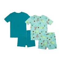 Boys Jurassic World Crew Neck Short Sleeve 4-pc. Pajama Sets
