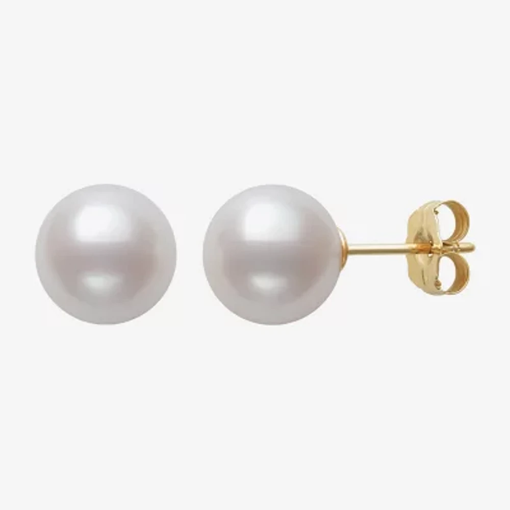 Sofia White Cultured Freshwater Pearl 10K Gold 8mm Ball Stud Earrings