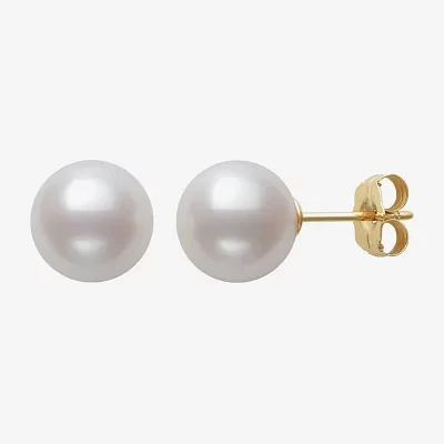 Sofia White Cultured Freshwater Pearl 10K Gold 8mm Ball Stud Earrings