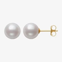 Sofia White Cultured Freshwater Pearl 10K Gold 8mm Ball Stud Earrings