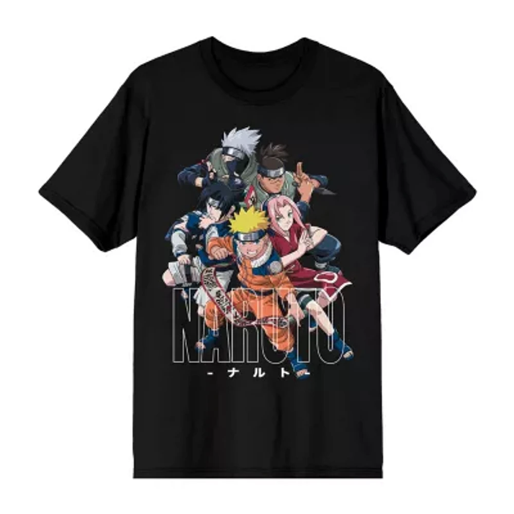 Novelty Mens Crew Neck Short Sleeve Relaxed Fit Naruto Graphic T-Shirt