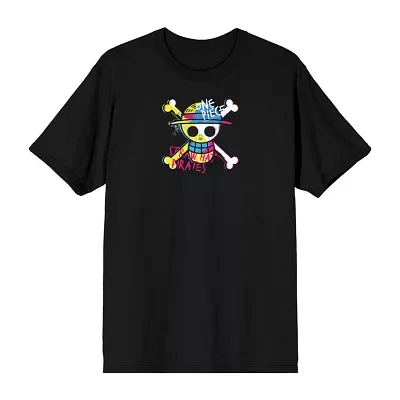 Novelty Straw Hat Pirates Mens Crew Neck Short Sleeve Relaxed Fit Anime Graphic T-Shirt