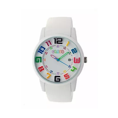 Crayo Women's Festival White Silicone-Band Watch with Date Cracr2001