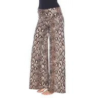 White Mark Womens Mid Rise Wide Leg Palazzo Pant