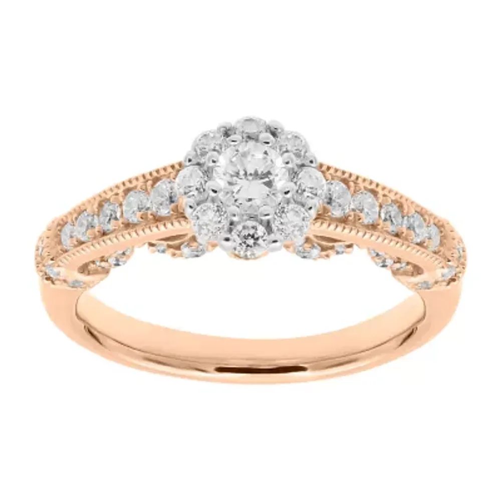 Womens 3/4 CT. T.W. Natural White Diamond 14K Rose Gold Engagement Ring