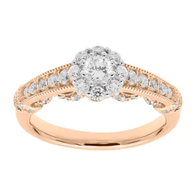 Womens 3/4 CT. T.W. Natural White Diamond 14K Rose Gold Engagement Ring