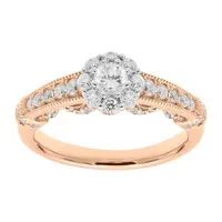 Womens 3/4 CT. T.W. Natural White Diamond 14K Rose Gold Engagement Ring