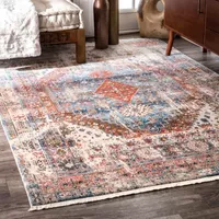 nuLoom Farley Medallion Fringe Rectangular Rug