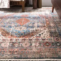 nuLoom Farley Medallion Fringe Rectangular Rug