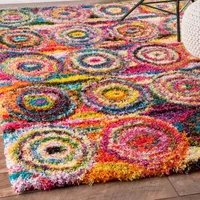 nuLoom Kindra Circles Shaggy Rectangular Rug