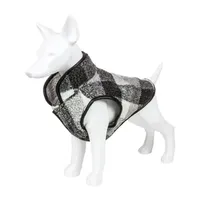 Pet Life ® 'Black Boxer' Classical Plaided Insulated Dog Coat Jacket