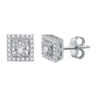 1/3 CT. T.W. Mined White Diamond Sterling Silver 6.9mm Round Stud Earrings