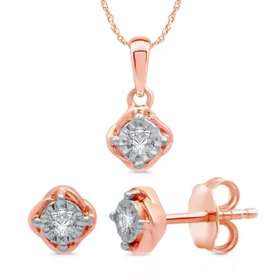1/6 CT. T.W. Natural White Diamond 14K Rose Gold Over Silver Diamond 2-pc. Jewelry Set