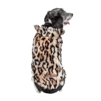 Pet Life ® Luxe 'Lab-Pard' Dazzling Leopard Patterned Faux Mink Fur Dog Coat Jacket