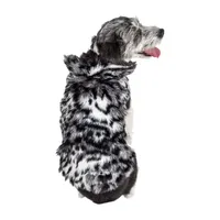 Pet Life ® Luxe 'Paw Dropping' Designer Gray-Scale Tiger Pattern Faux Mink Fur Dog Coat Jacket