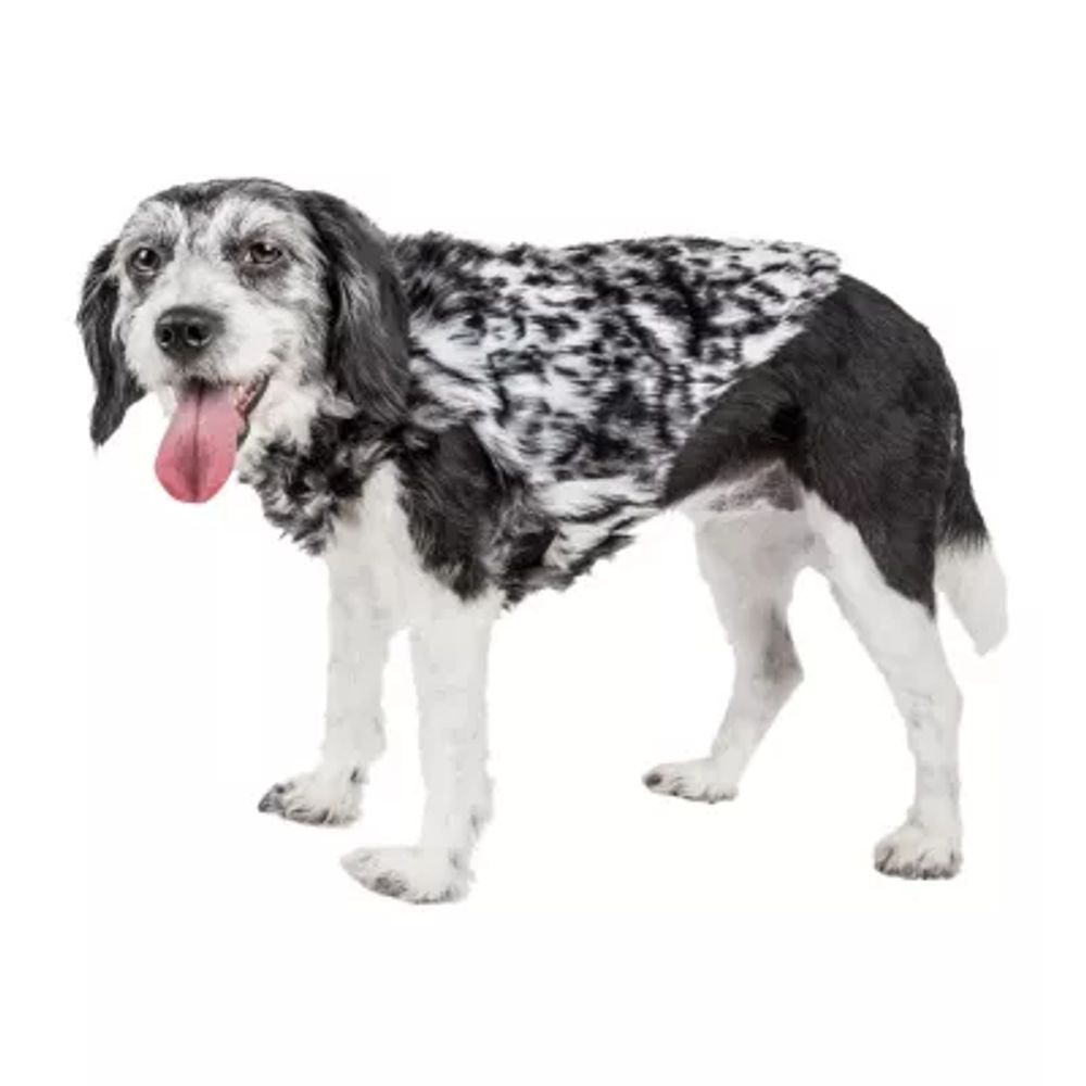 Pet Life ® Luxe 'Paw Dropping' Designer Gray-Scale Tiger Pattern Faux Mink Fur Dog Coat Jacket