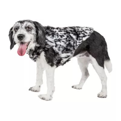 Pet Life ® Luxe 'Paw Dropping' Designer Gray-Scale Tiger Pattern Faux Mink Fur Dog Coat Jacket