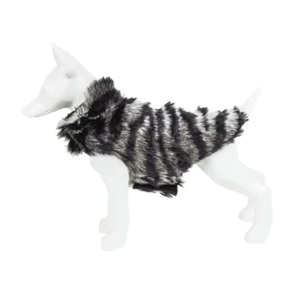 Pet Life ® Luxe 'Chauffurry' Beautiful Designer Zebra Patterned Faux Mink Fur Dog Coat Jacket