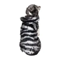 Pet Life ® Luxe 'Chauffurry' Beautiful Designer Zebra Patterned Faux Mink Fur Dog Coat Jacket