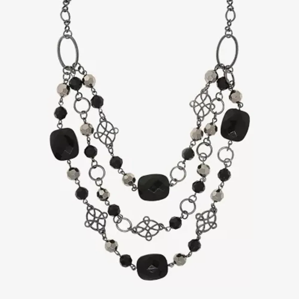 1928 Black-Tone 18 Inch Figaro Beaded Necklace