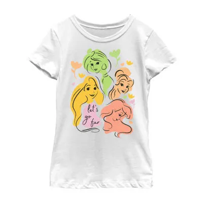 Little & Big Girls Disney Crew Neck Short Sleeve Princess Graphic T-Shirt