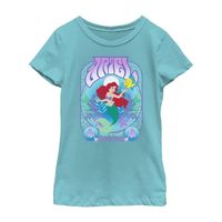 Little & Big Girls Disney Crew Neck Short Sleeve Ariel Princess The Mermaid Graphic T-Shirt